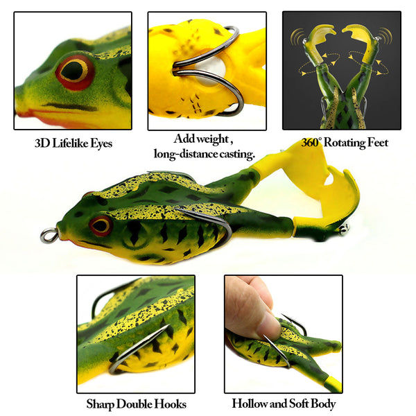 bass lure frog with paddle feet HERCULES Topwater Frog Soft Lures with Rotating Feet – HERCULES Fishing