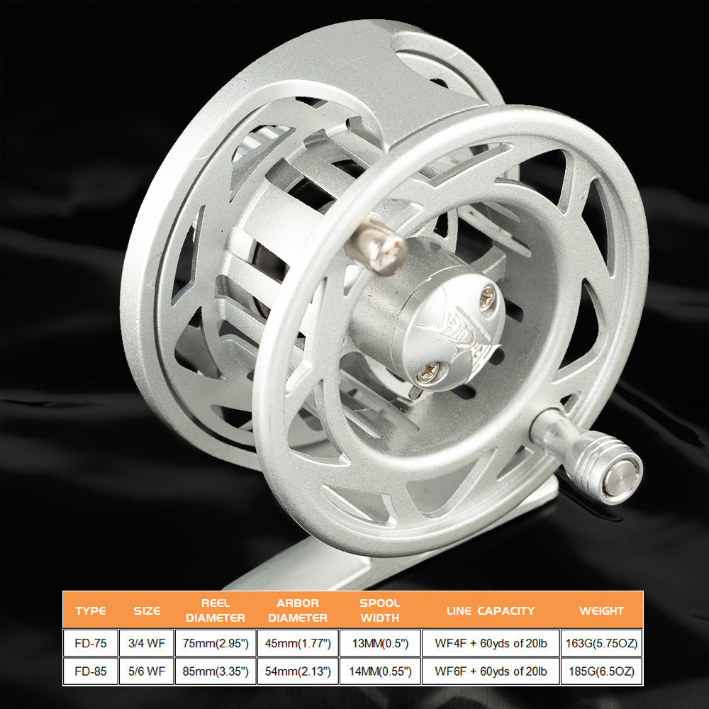 HERCULES Fly Fishing Reel with Push Button Release, Aluminum Alloy