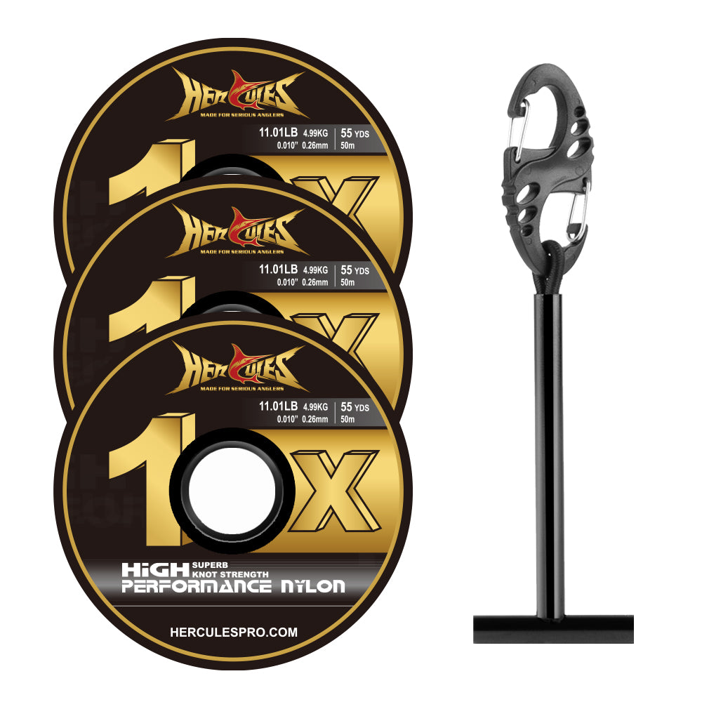 HERCULES Fly Fishing Tippet Pack of 3 with Fly Tippet holder 55 Yards