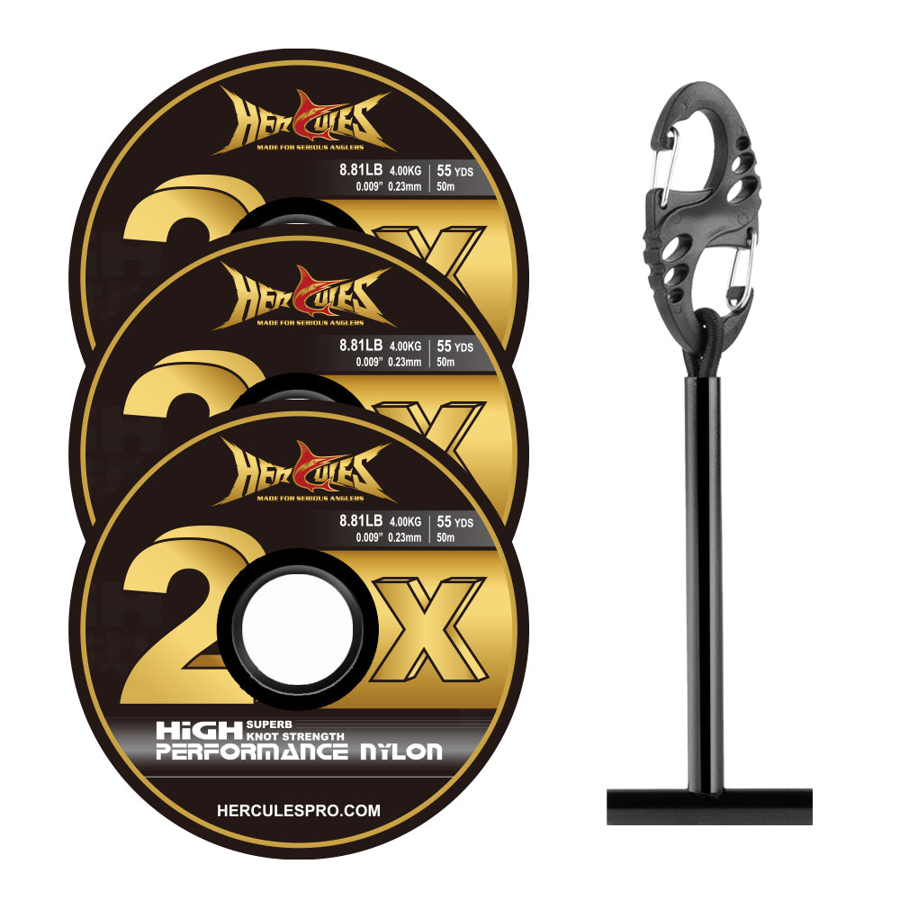 HERCULES Fly Fishing Tippet Pack of 3 with Fly Tippet holder 55 Yards