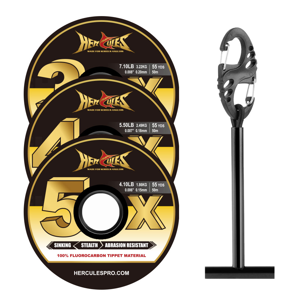 HERCULES Fly Fishing Tippet Pack of 3 with Fly Tippet holder 55 Yards