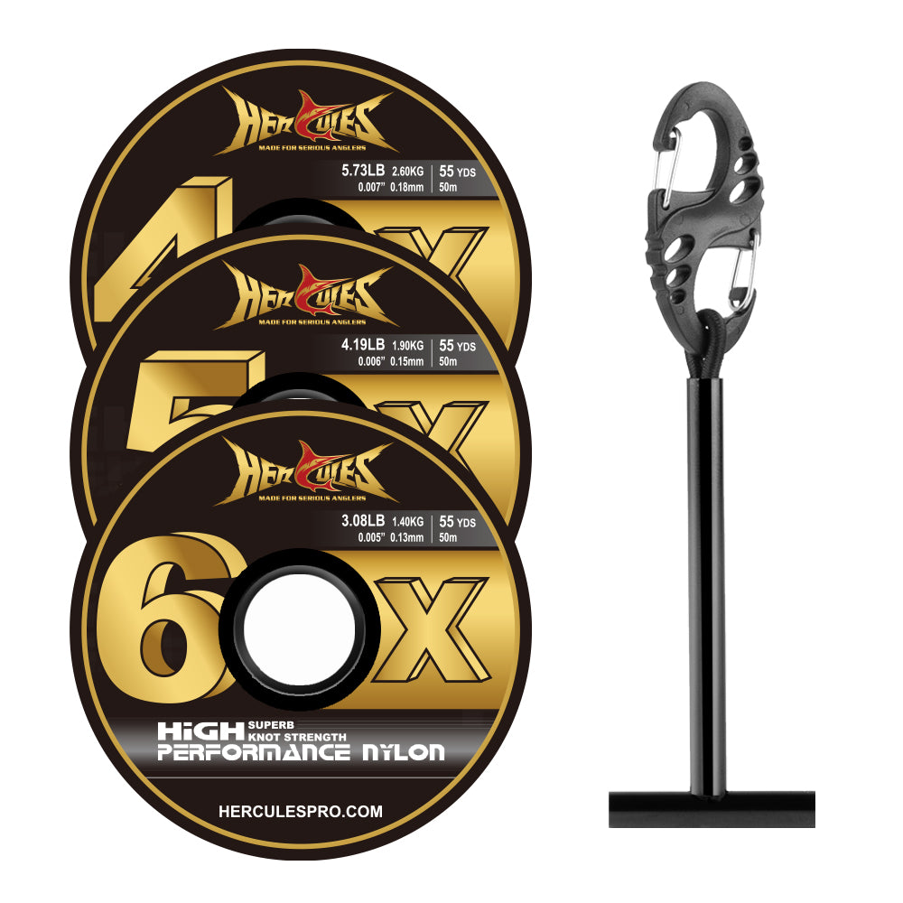 HERCULES Fly Fishing Tippet Pack of 3 with Fly Tippet holder 55 Yards