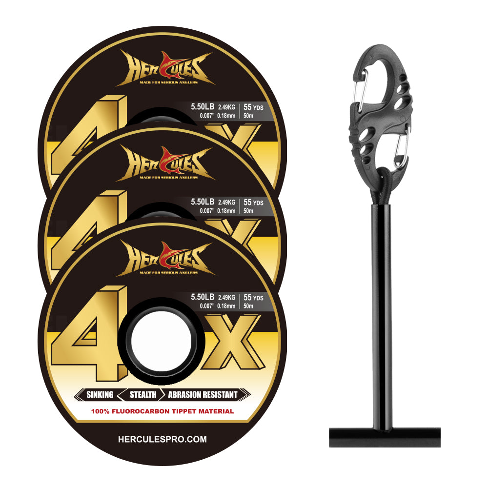 HERCULES Fly Fishing Tippet Pack of 3 with Fly Tippet holder 55 Yards