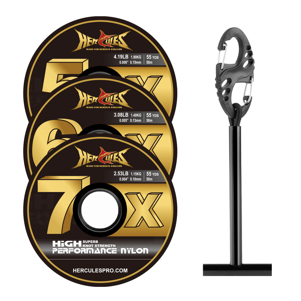 HERCULES Fly Fishing Tippet Pack of 3 with Fly Tippet holder 55 Yards