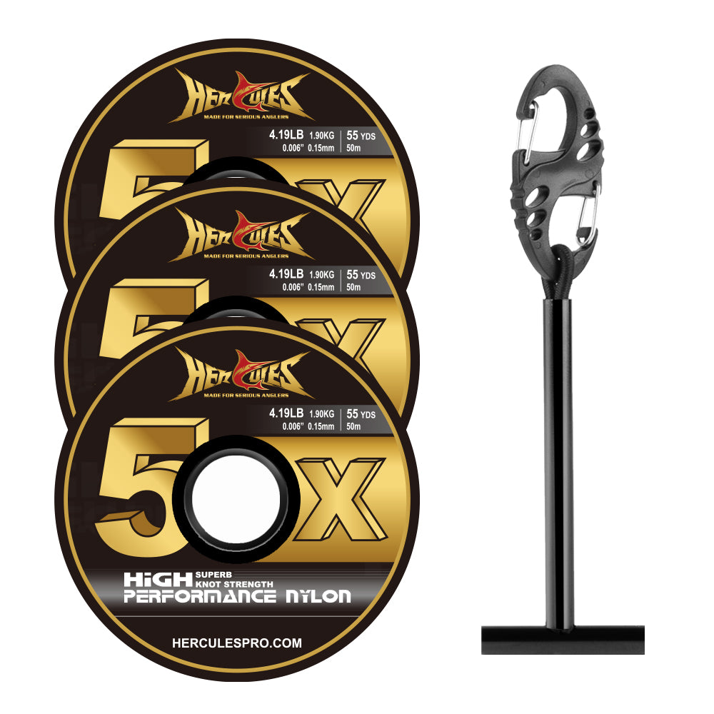 HERCULES Fly Fishing Tippet Pack of 3 with Fly Tippet holder 55 Yards