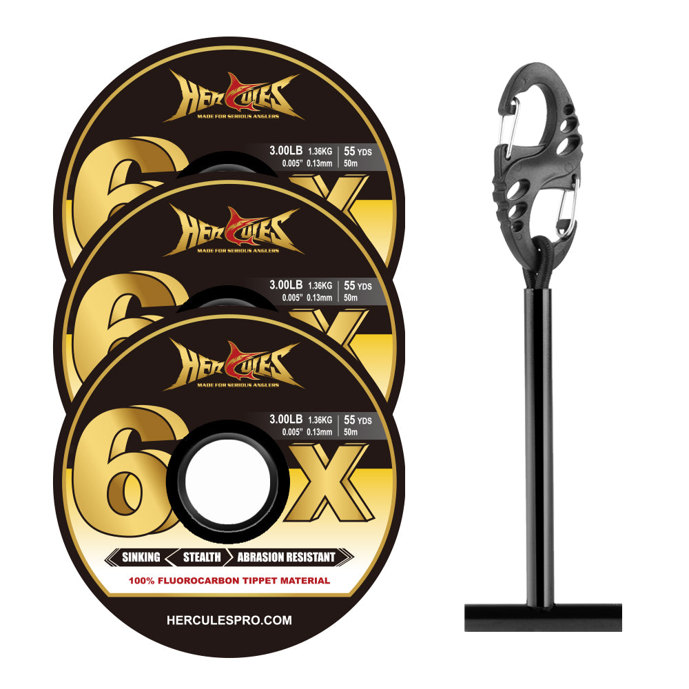 HERCULES Fly Fishing Tippet Pack of 3 with Fly Tippet holder 55 Yards