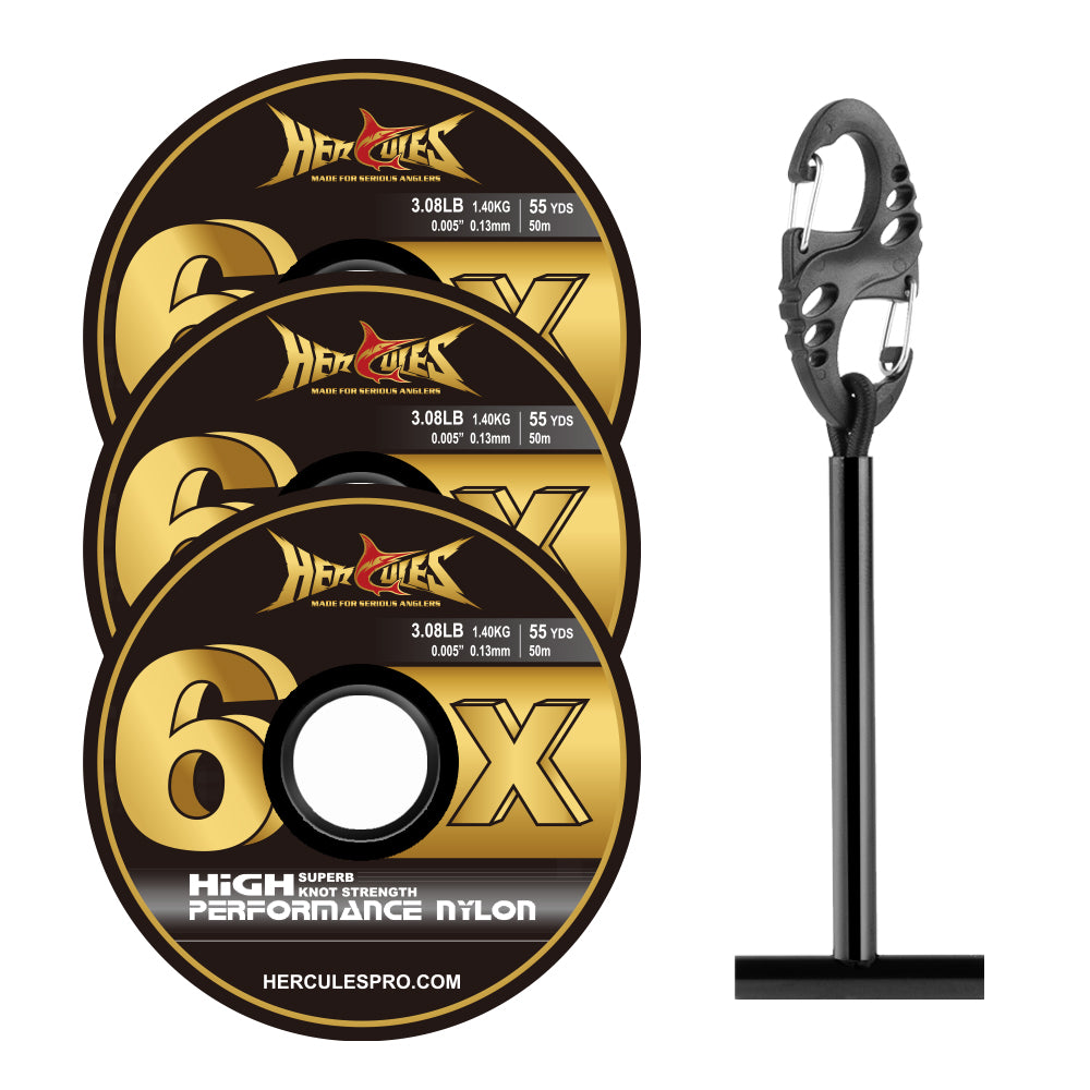 HERCULES Fly Fishing Tippet Pack of 3 with Fly Tippet holder 55 Yards
