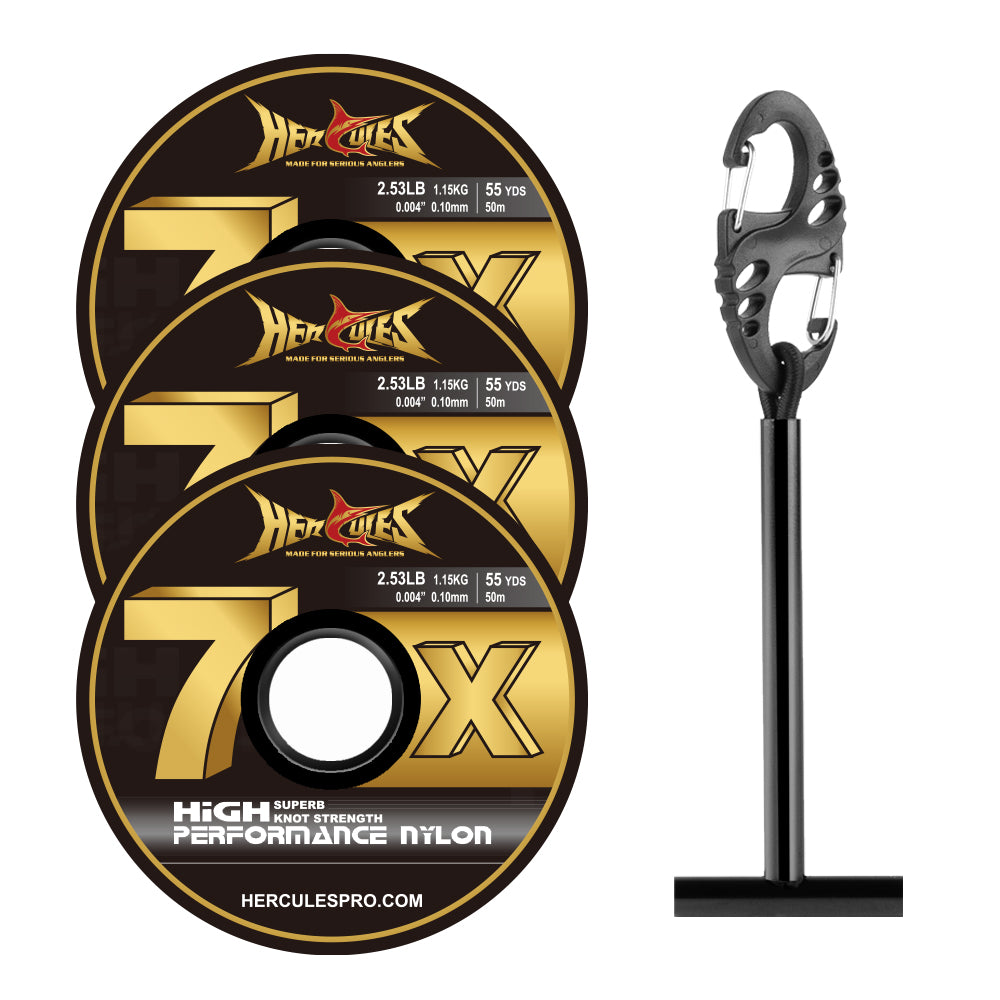 HERCULES Fly Fishing Tippet Pack of 3 with Fly Tippet holder 55 Yards
