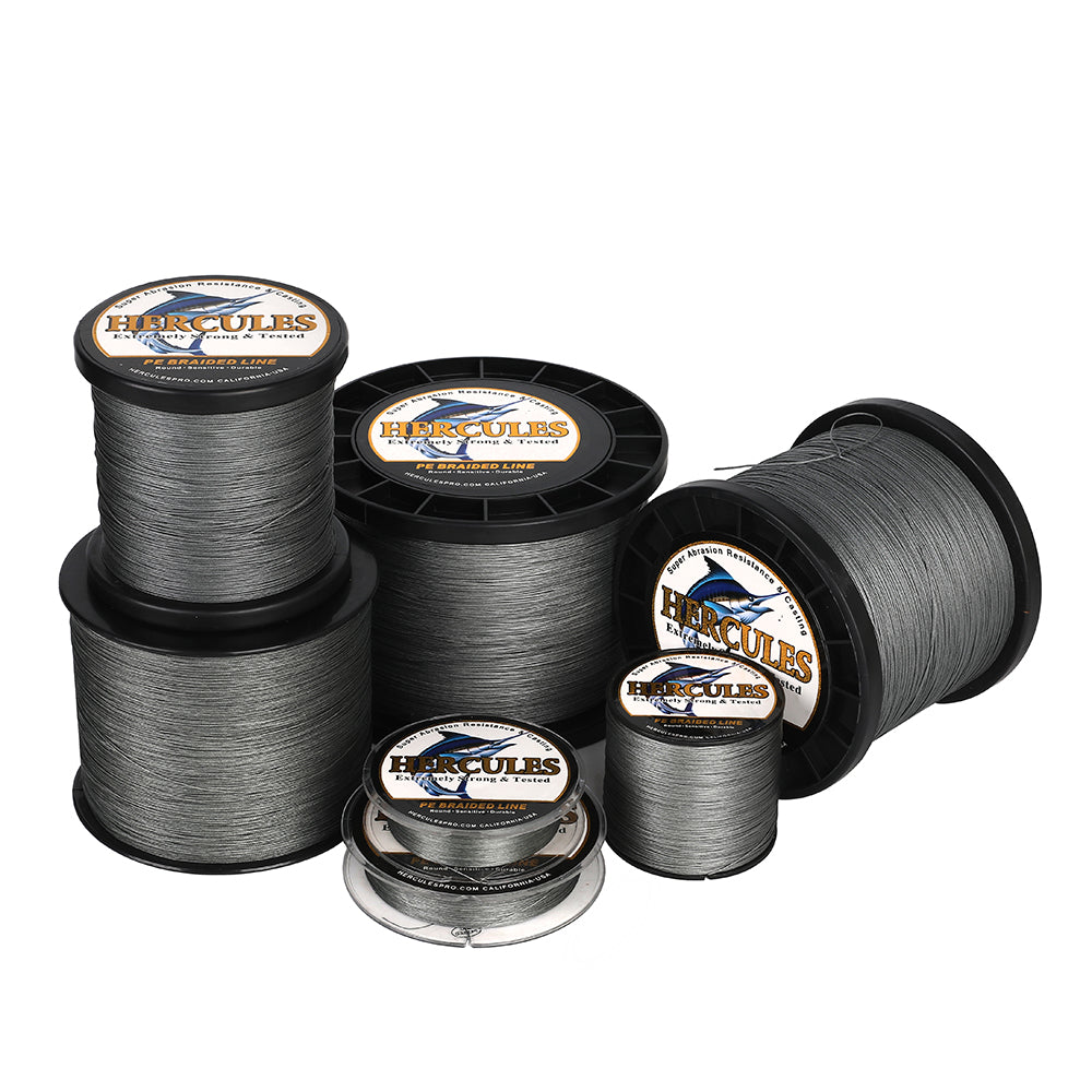 1000M 1094Yds Grey 10lb-420lb HERCULES PE Braided Fishing Line 12 Strands