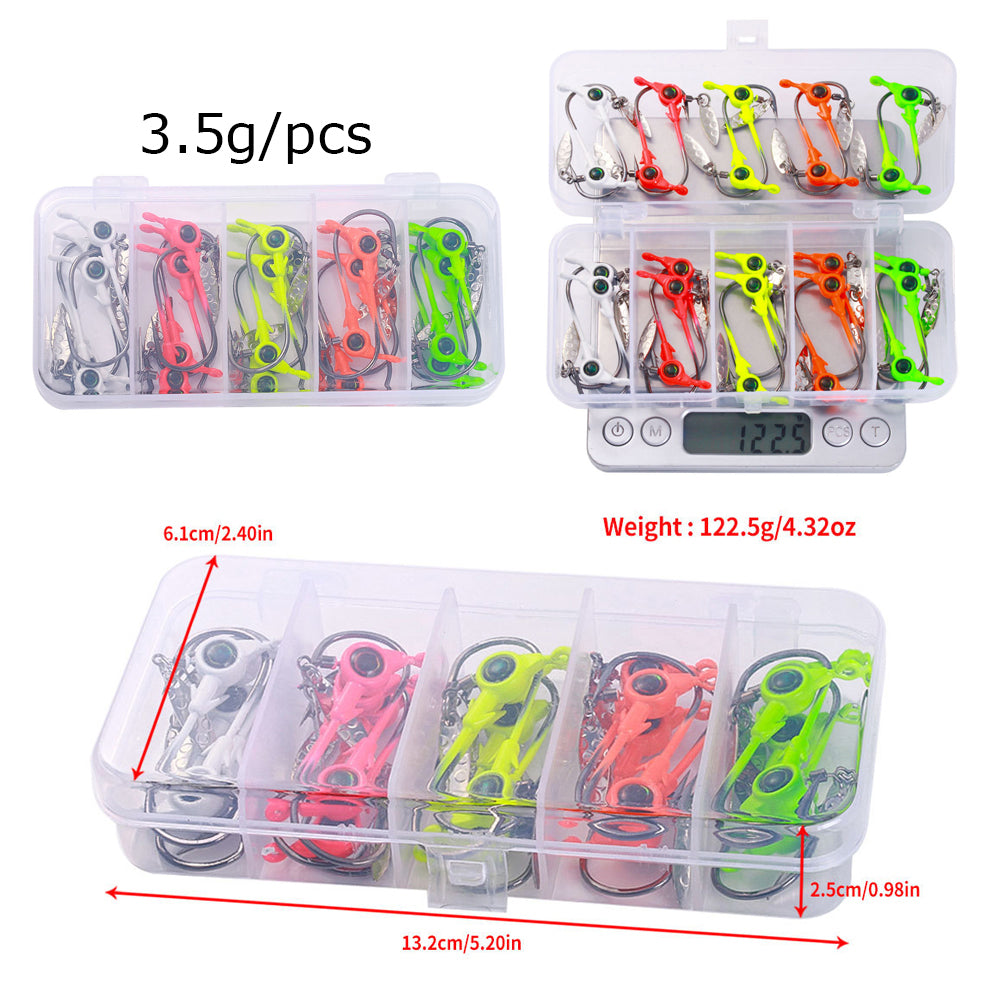 HERCULES 25pcs Fishing Jig Head Hooks with Willow Leaf Blade Fishing Lure