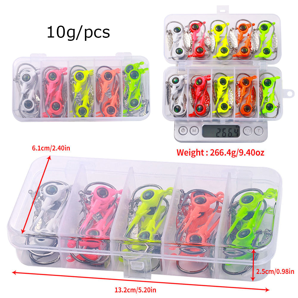 HERCULES 25pcs Fishing Jig Head Hooks with Willow Leaf Blade Fishing Lure
