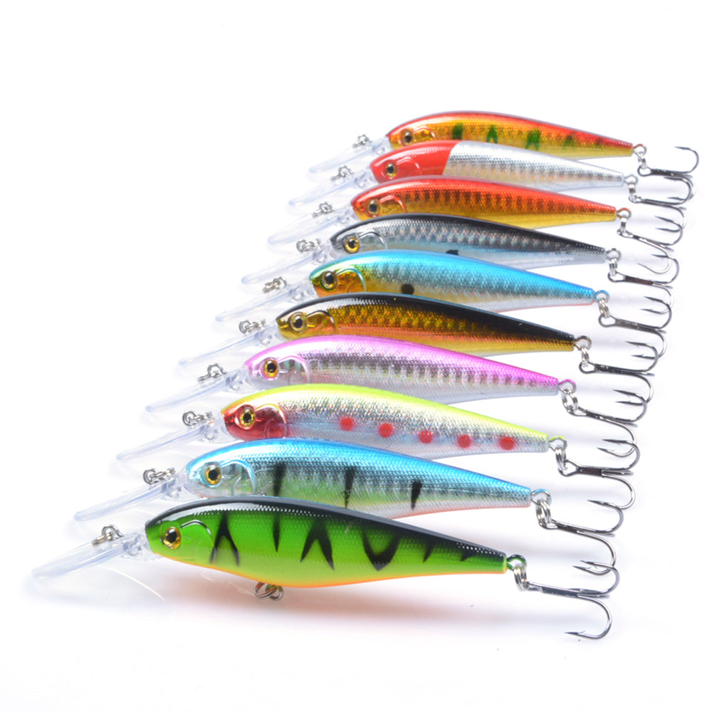 HERCULES Shallow Deep Diving Swimbait Minnow Fishing Lures(pack of 10)