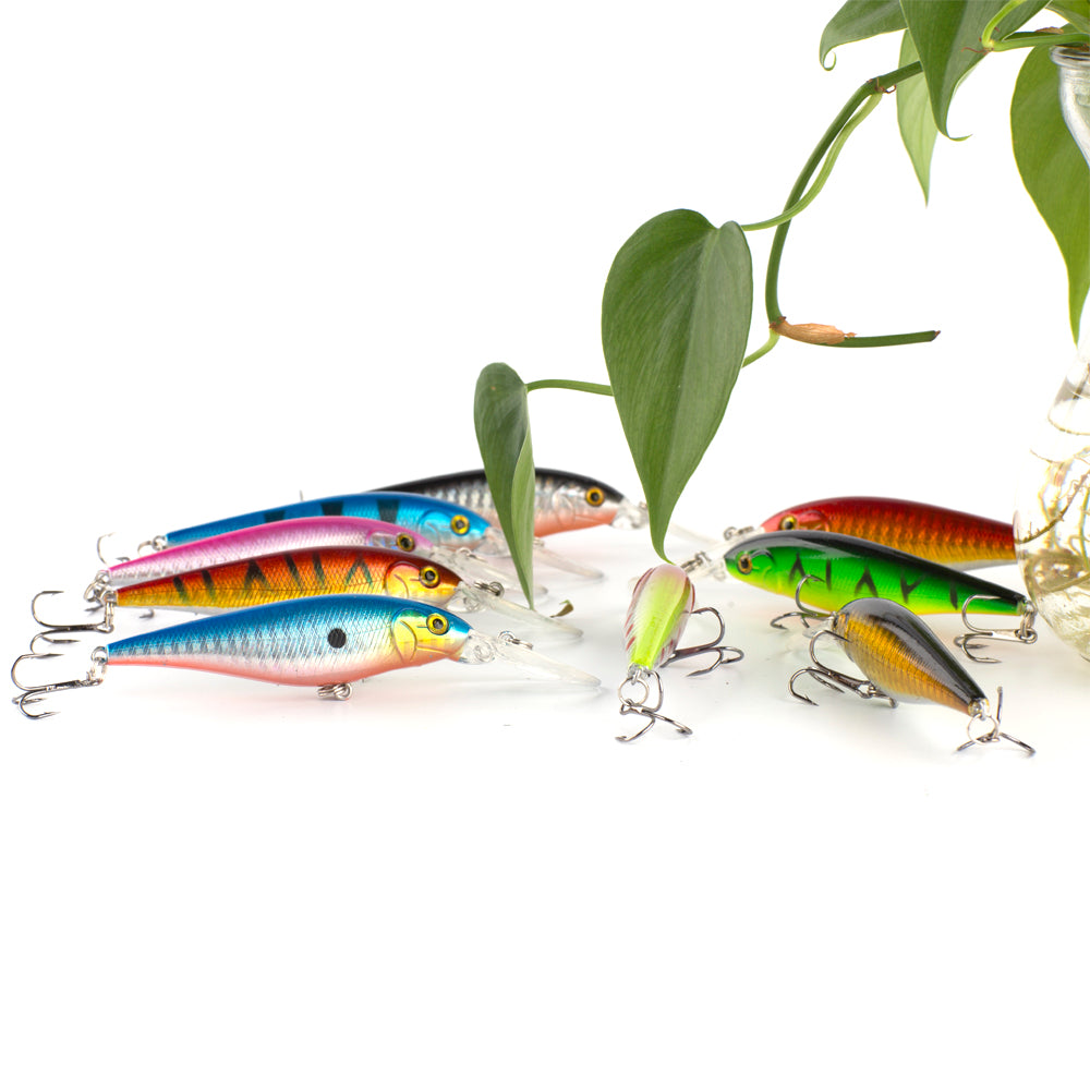 HERCULES Shallow Deep Diving Swimbait Minnow Fishing Lures(pack of 10)