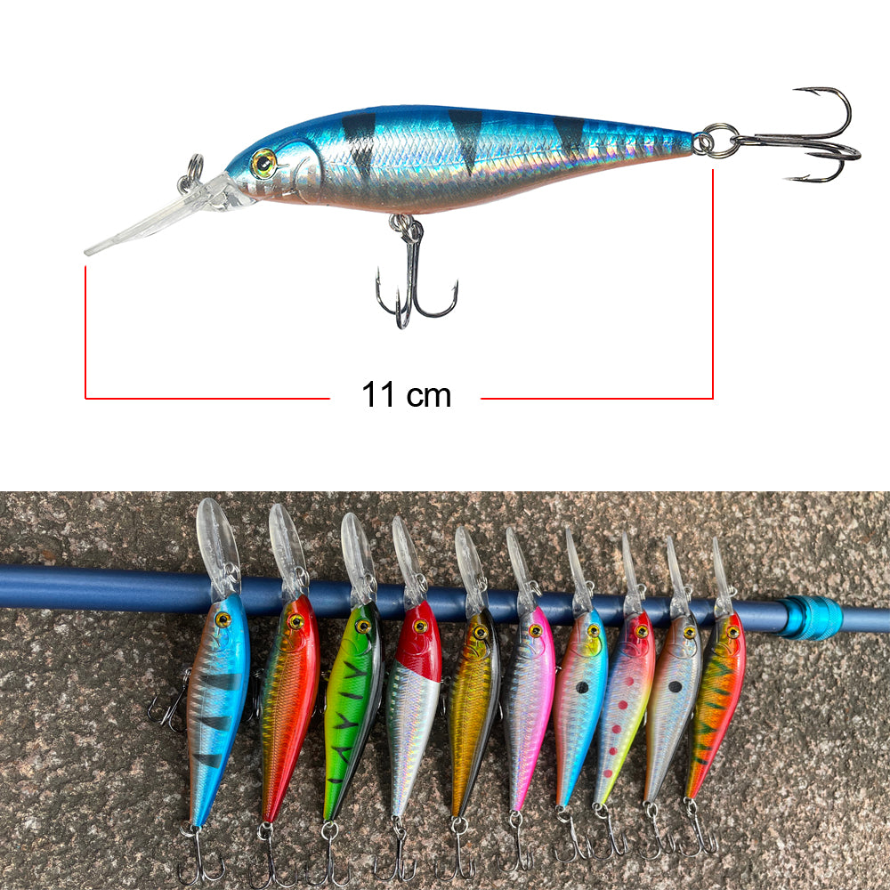 HERCULES Shallow Deep Diving Swimbait Minnow Fishing Lures(pack of 10)