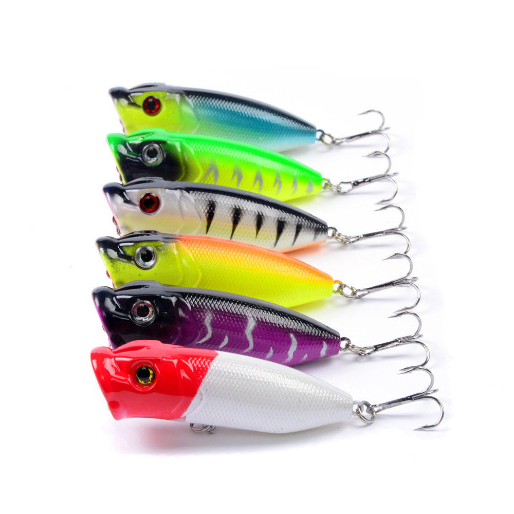 HERCULES Popper Esca da pesca Occhi 3D Wobbler Esca dura artificiale 6 pezzi