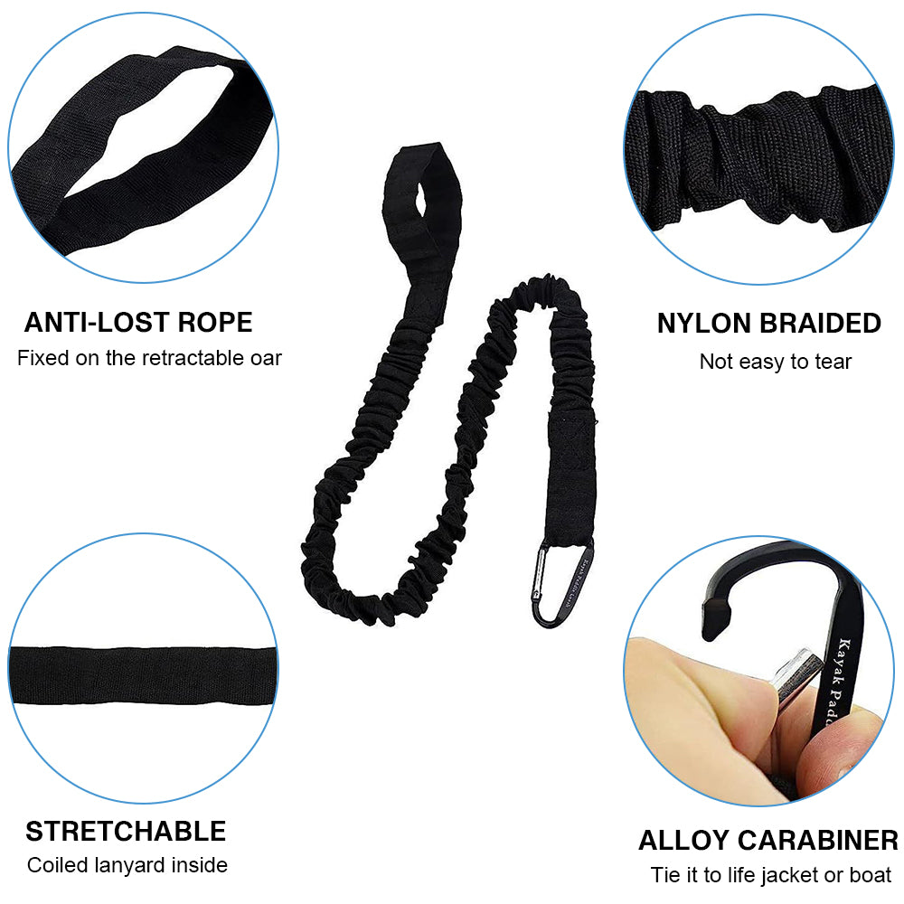 Kayak Paddle Leash Stretchable Strap Lanyard Rope, Pack of 2, for Fishing Kayaking Surfing