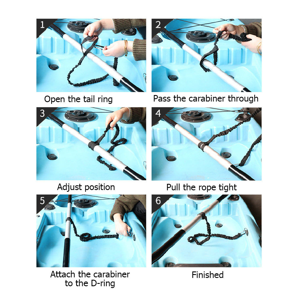 Kayak Paddle Leash Stretchable Strap Lanyard Rope, Pack of 2, for Fishing Kayaking Surfing