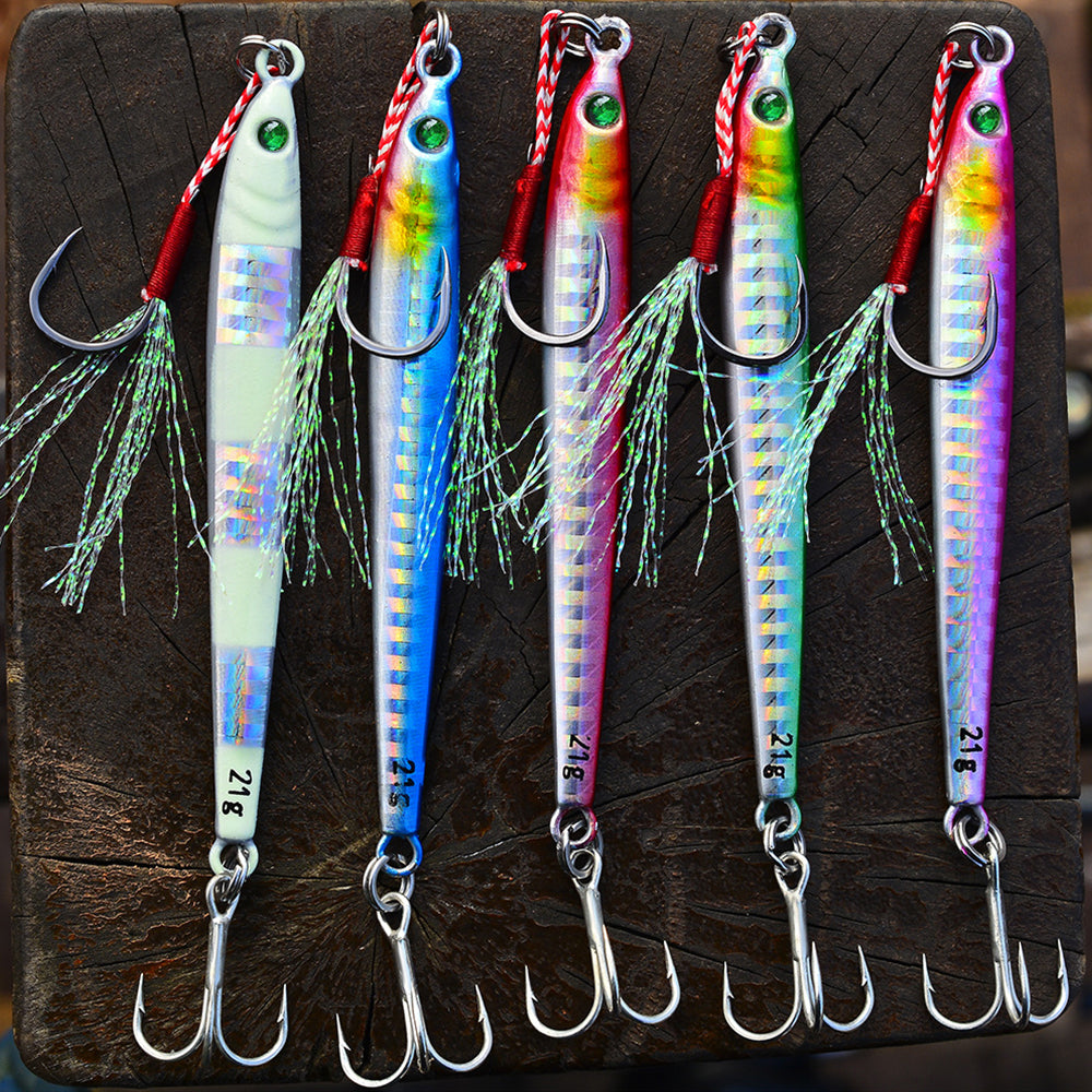 Esche da pesca in metallo HERCULES 7g - 100g Esche metalliche luminose Confezione da 5 pezzi