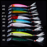 HERCULES Shallow Diving Minnow Lures Fishing Lures with Feather Tail, Pack of 10