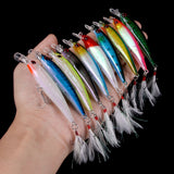 HERCULES Shallow Diving Minnow Lures Fishing Lures with Feather Tail, Pack of 10