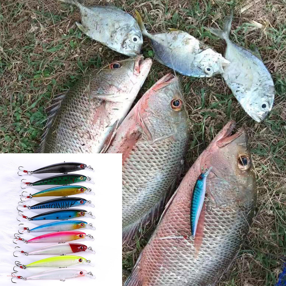 HERCULES Shallow Diving Minnow Lures Fishing Lures with Feather Tail, Pack of 10