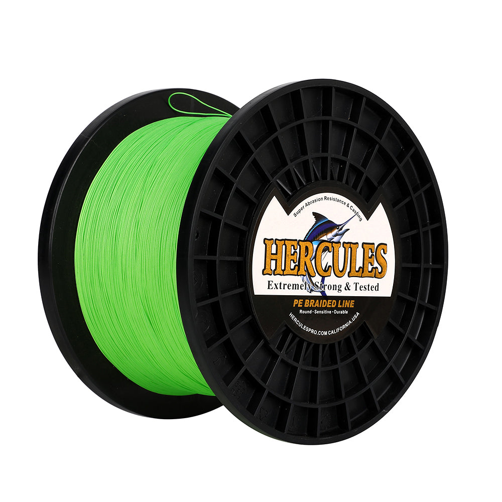 1000M 1094Yds Fluo Green 10lb-420lb HERCULES PE Braided Fishing Line 12 Strands