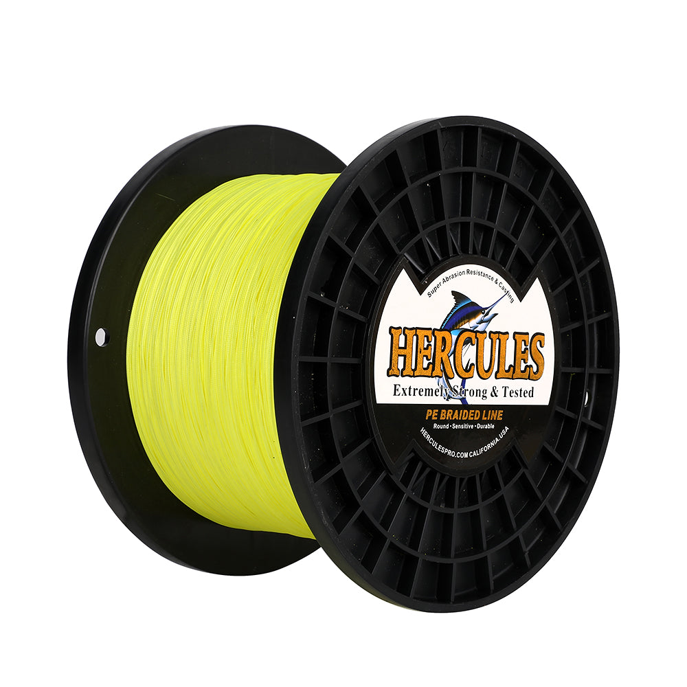1000M 1094Yds Fluo Yellow 10lb-420lb HERCULES PE Braided Fishing Line 12 Strands