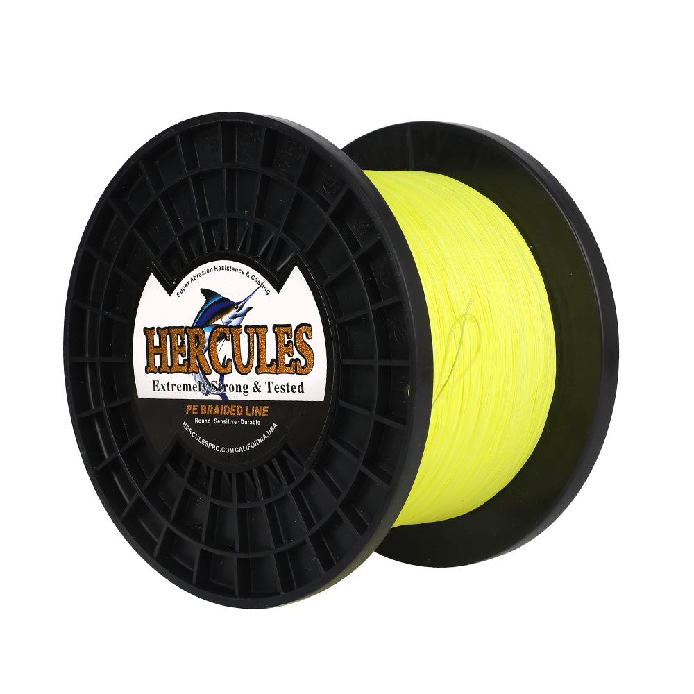 1000M 1094Yds Fluo Yellow 10lb-420lb HERCULES PE Braided Fishing Line 12 Strands