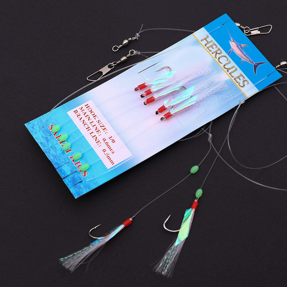 HERCULES SABIKI Lures Bait Feathers Rig Pollack Cod Freshwater Saltwater Fishing Hooks