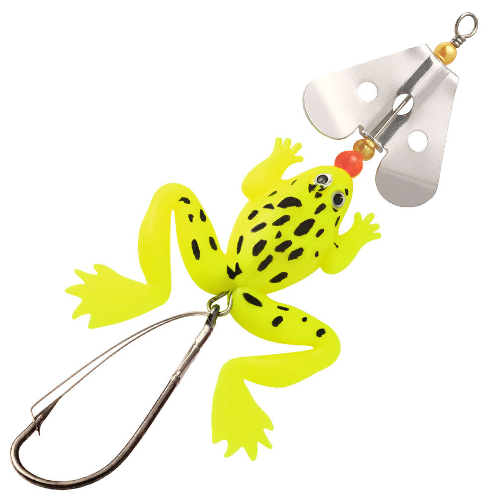 HERCULES Soft Frog Baits Weedless Single Hook with Rotating Metal Sequin Fishing Lure