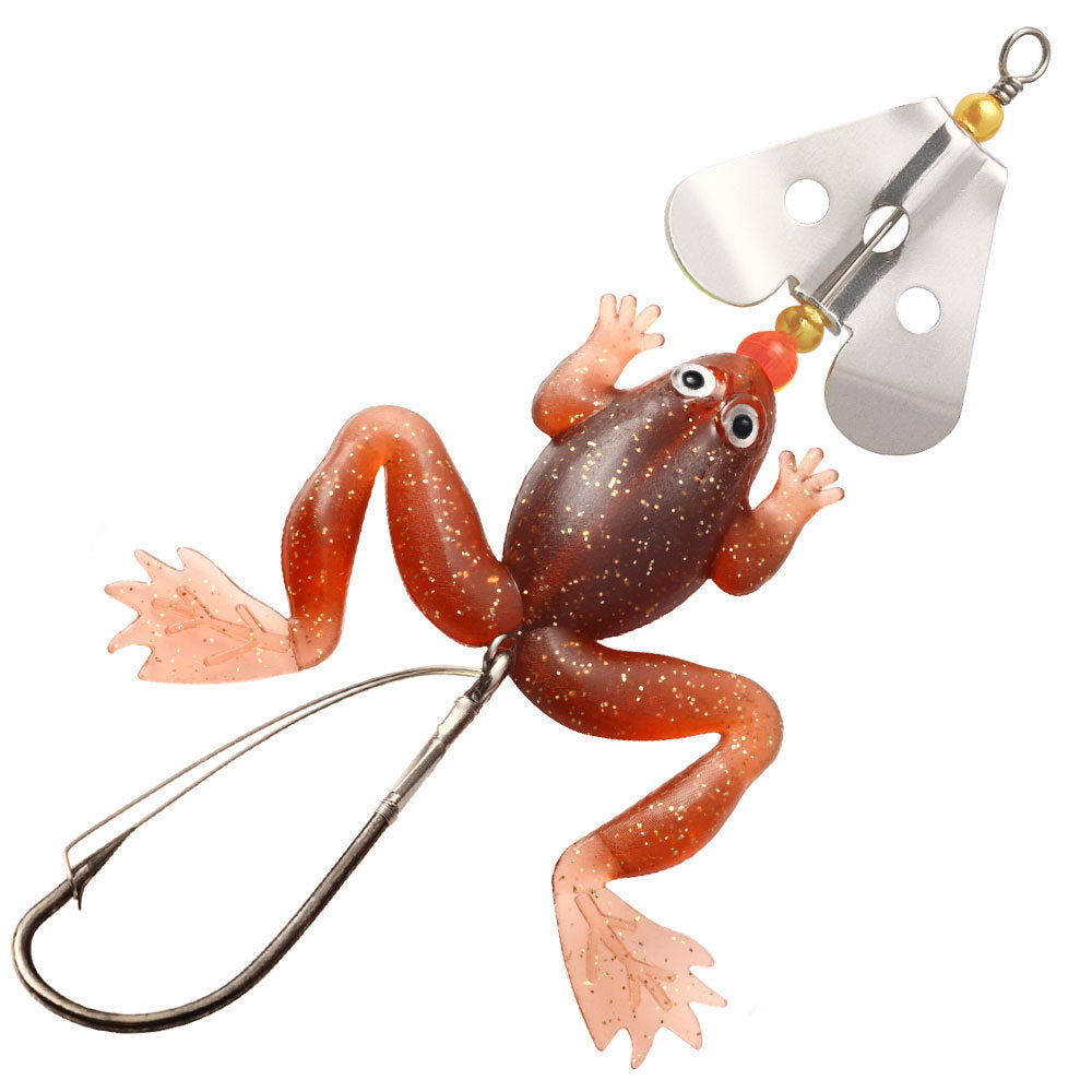HERCULES Soft Frog Baits Weedless Single Hook with Rotating Metal Sequin Fishing Lure