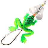 HERCULES Soft Frog Baits Weedless Single Hook with Rotating Metal Sequin Fishing Lure