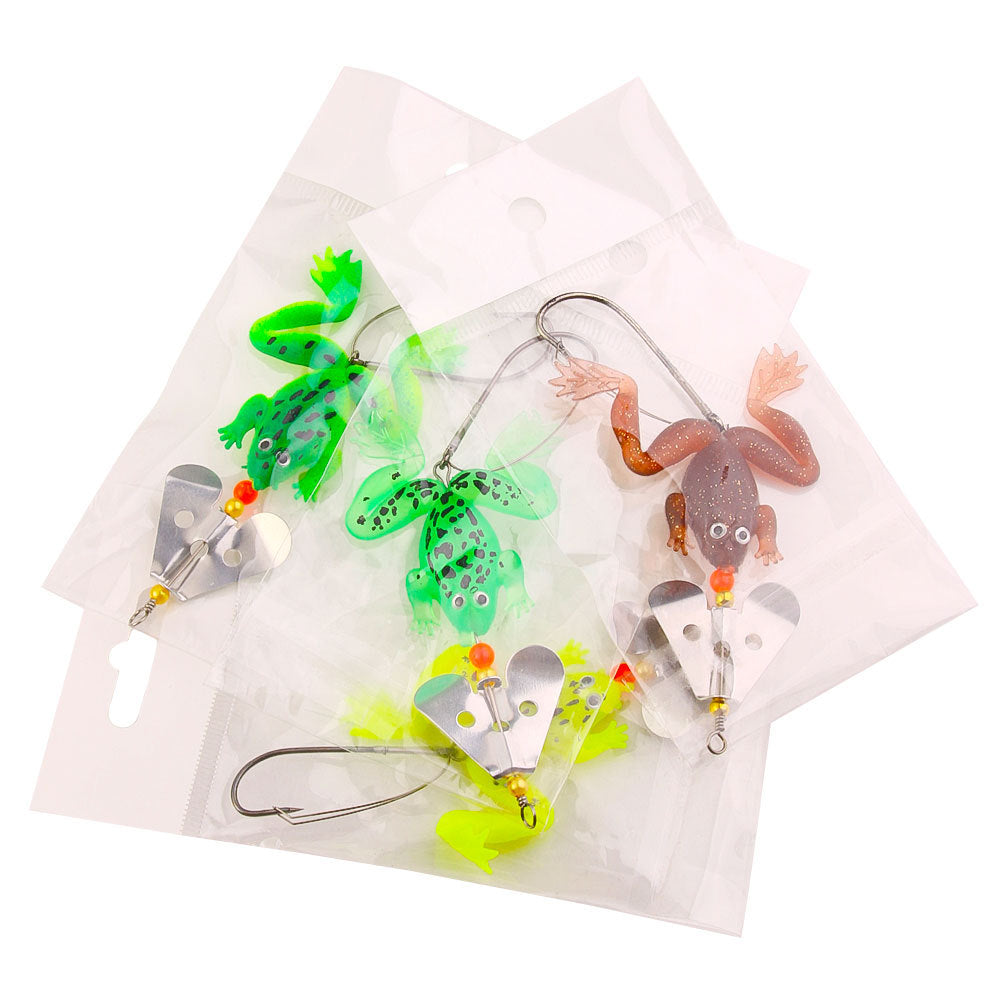 HERCULES Soft Frog Baits Weedless Single Hook with Rotating Metal Sequin Fishing Lure