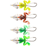 HERCULES Soft Frog Baits Weedless Single Hook with Rotating Metal Sequin Fishing Lure