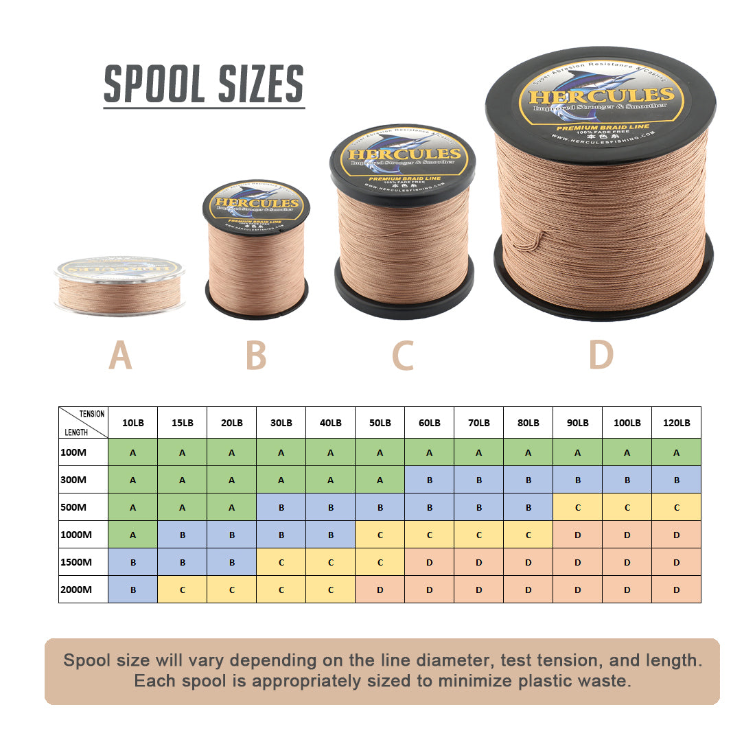 HERCULES Brown Fade Free Fishing Line 8 Strands 10LB-120LB PE Braided Fishing Line