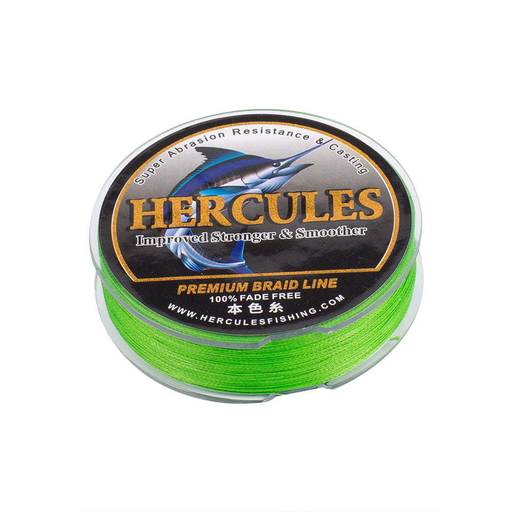 HERCULES Fluo Green fade free fishing line 4 Strands 6LB-100LB PE Braided Fishing Line