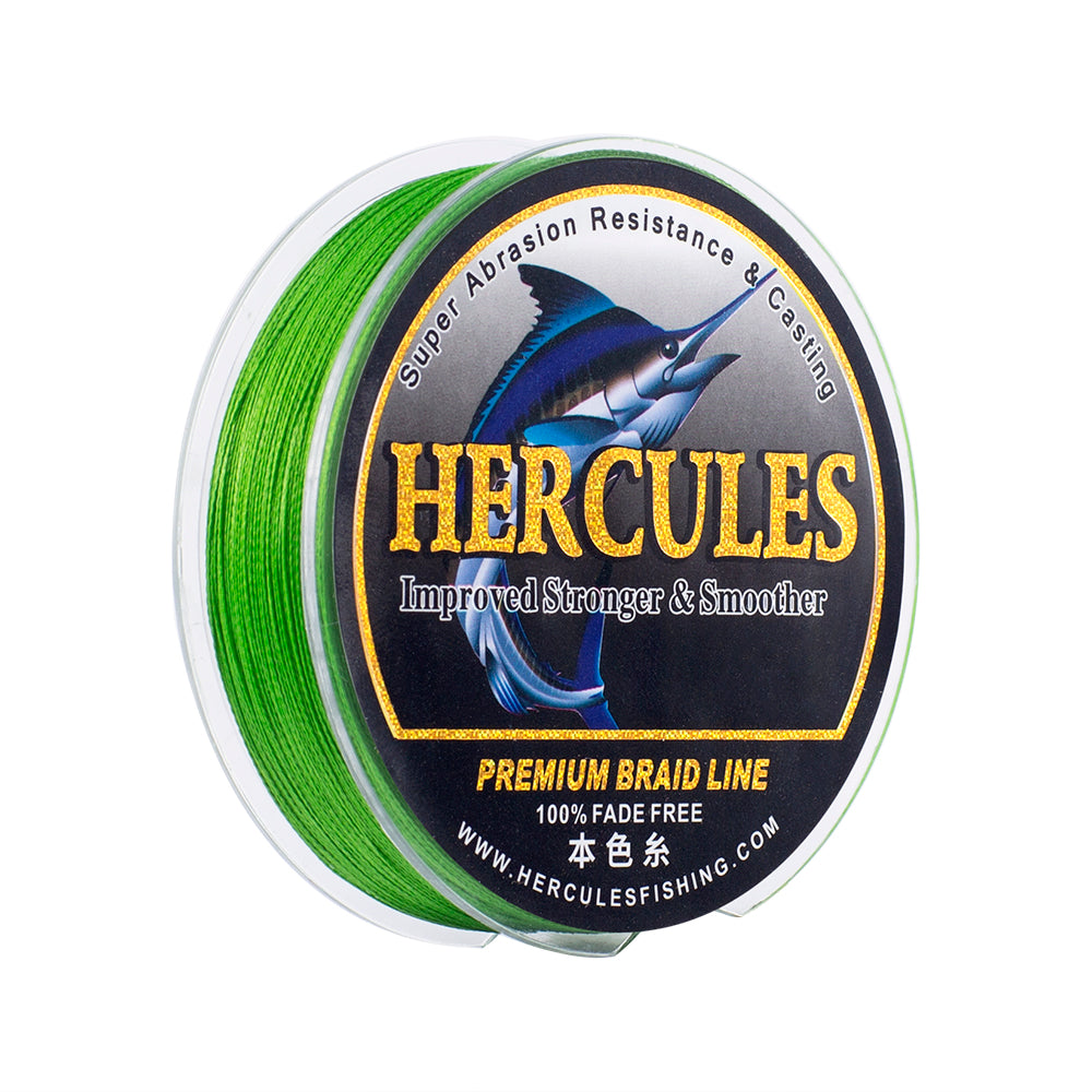 HERCULES Fluo Green fade free fishing line 4 Strands 6LB-100LB PE Braided Fishing Line