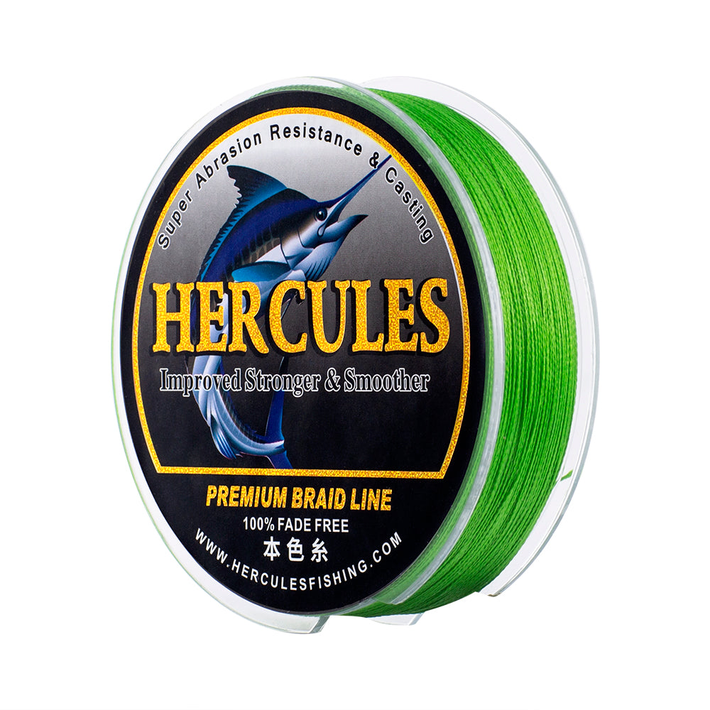 HERCULES Fluo Green fade free fishing line 4 Strands 6LB-100LB PE Braided Fishing Line