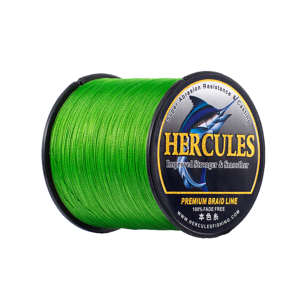 HERCULES Fluo Green fade free fishing line 4 Strands 6LB-100LB PE Braided Fishing Line
