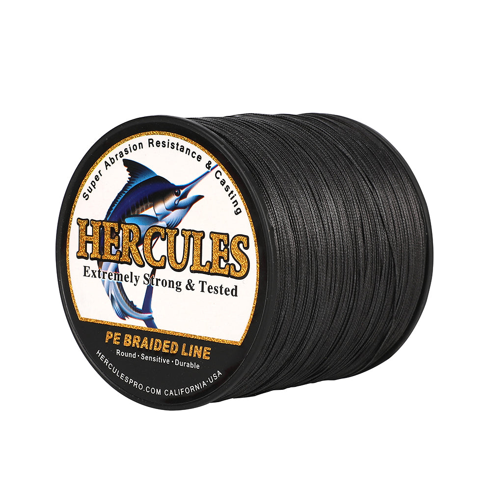 1000M 1094Yds Black 10lb-420lb HERCULES PE Braided Fishing Line 12 Strands