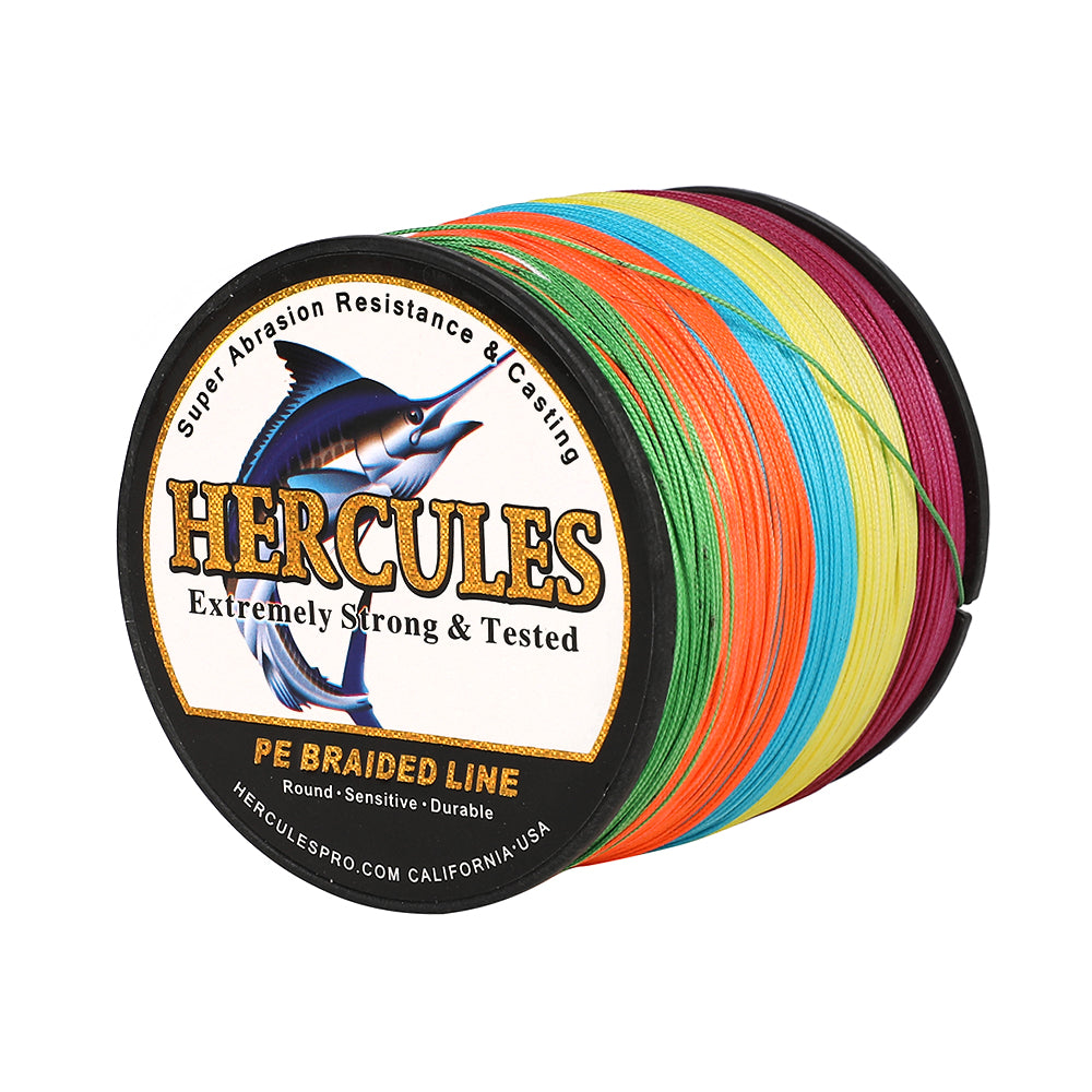1000M 1094Yds Multicolor 10lb-420lb HERCULES PE Braided Fishing Line 12 Strands