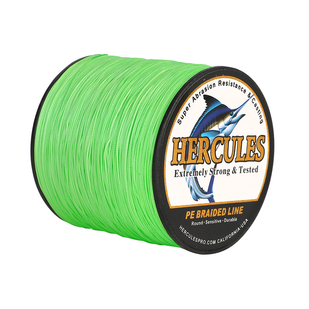1000M 1094Yds Fluo Green 10lb-420lb HERCULES PE Braided Fishing Line 12 Strands