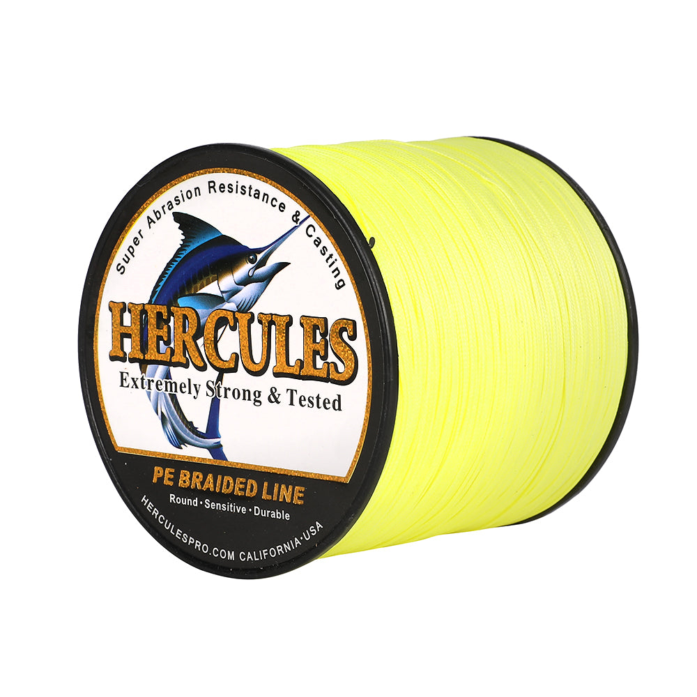 300M 328Yds Fluo Yellow 10lb-420lb HERCULES PE Braided Fishing Line 12 Strands