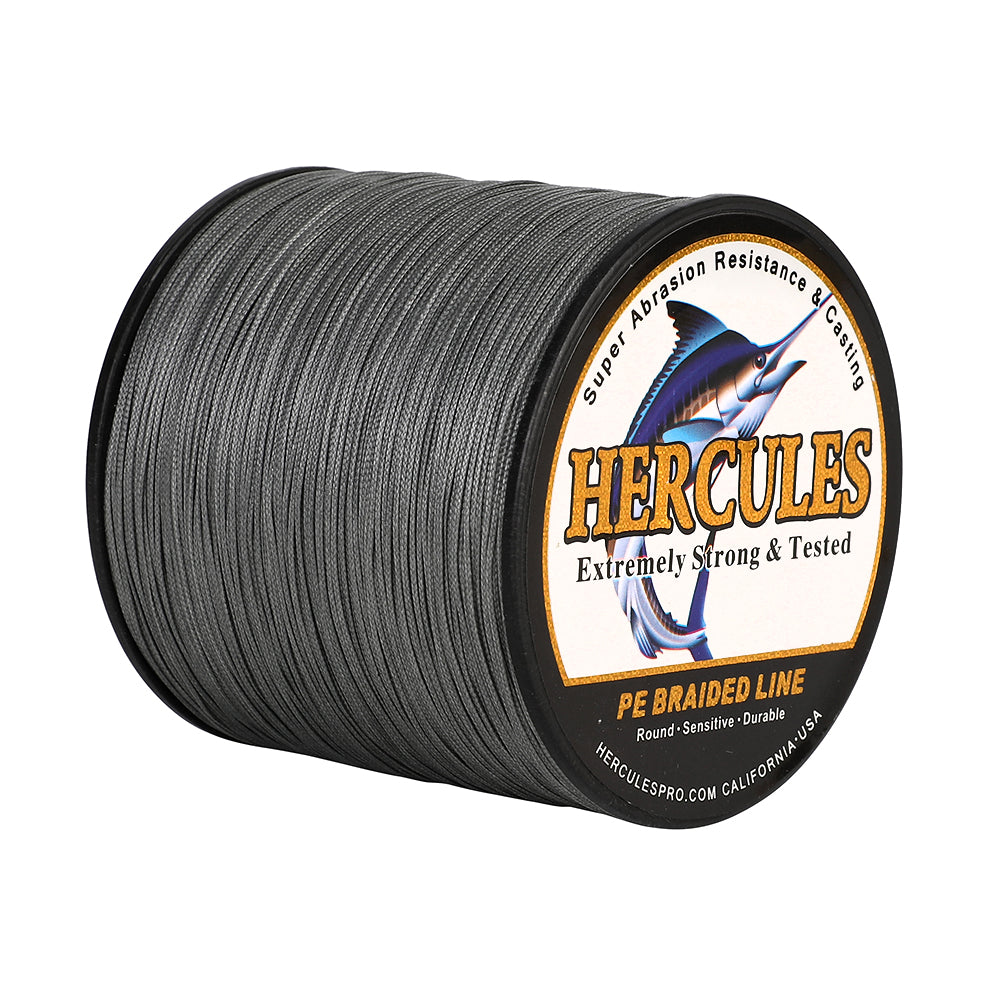 1000M 1094Yds Grey 10lb-420lb HERCULES PE Braided Fishing Line 12 Strands