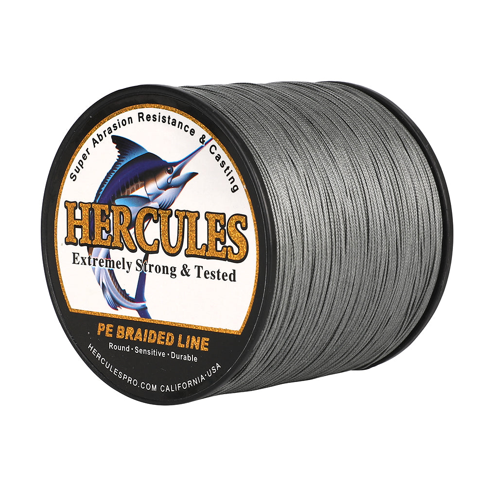 1000M 1094Yds Grey 10lb-420lb HERCULES PE Braided Fishing Line 12 Strands
