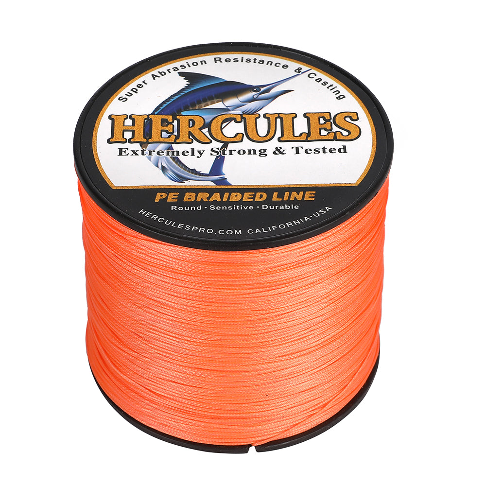 1000M 1094Yds Orange 10lb-420lb HERCULES PE Braided Fishing Line 12 Strands
