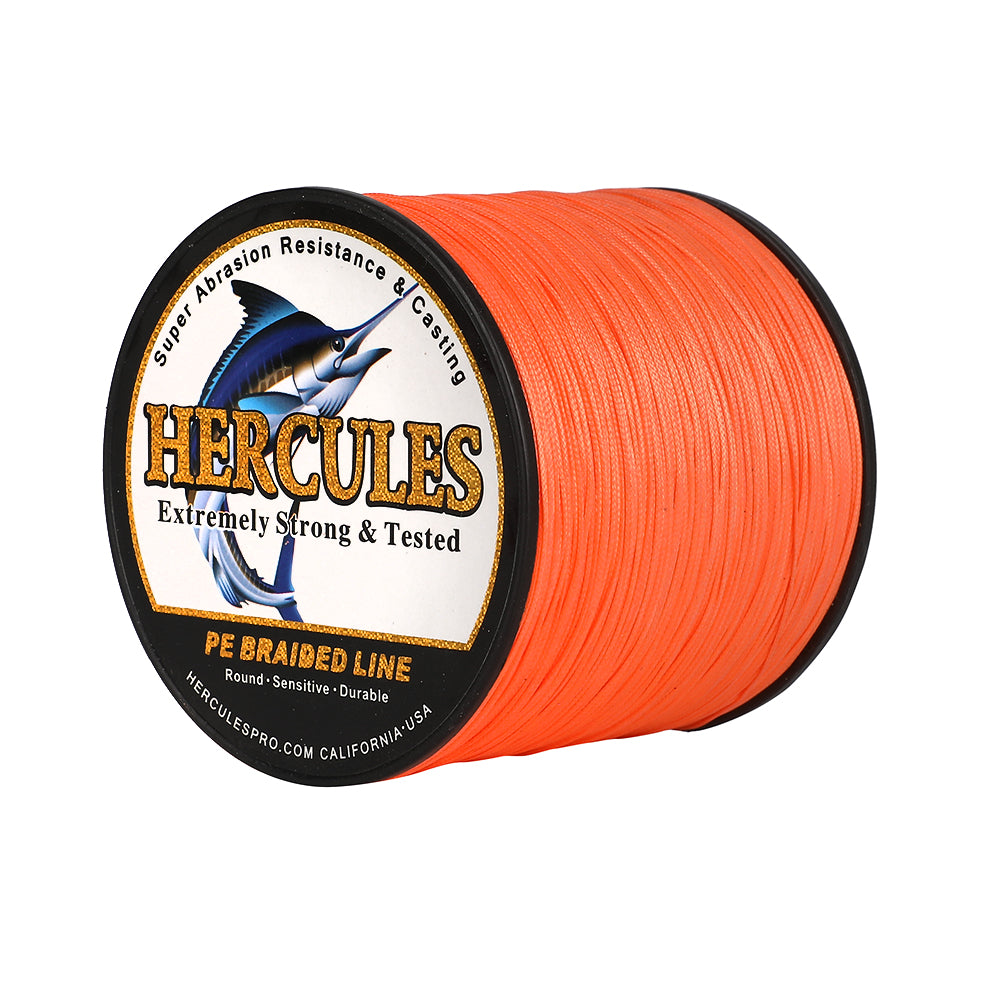 1000M 1094Yds Orange 10lb-420lb HERCULES PE Braided Fishing Line 12 Strands