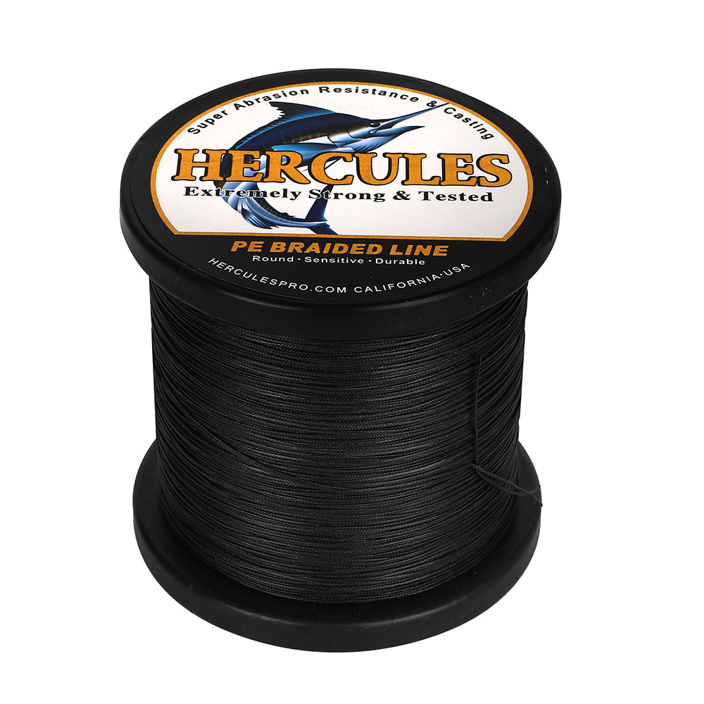 1000M 1094Yds Black 10lb-420lb HERCULES PE Braided Fishing Line 12 Strands