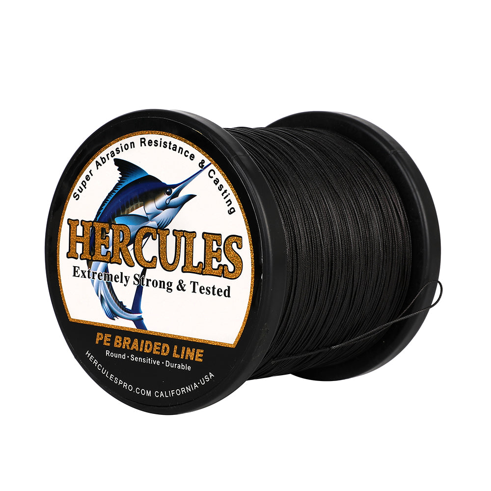 1000M 1094Yds Black 10lb-420lb HERCULES PE Braided Fishing Line 12 Strands