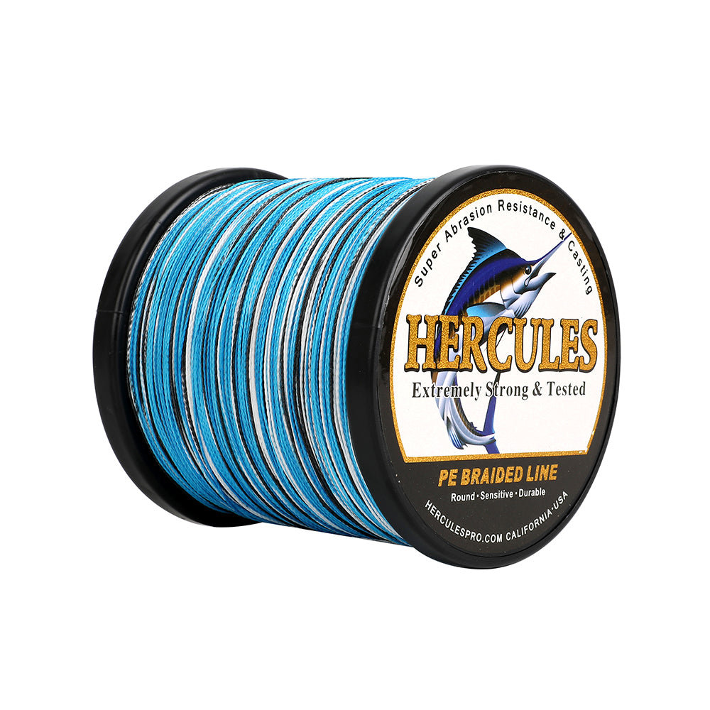 500M 547Yds Camo Blue 6lb-100lb HERCULES PE geflochtene Angelschnur 4 Stränge